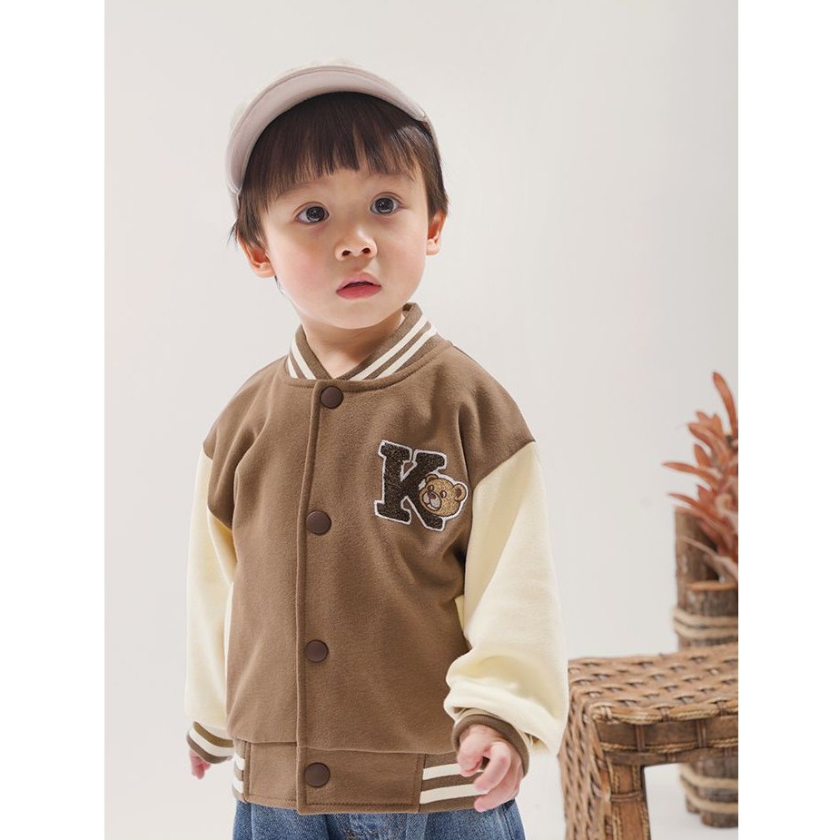 Áo khoác bomber nỉ loại đẹp GẤU BEAR thu đông cho bé 10-25kg Namkidshop