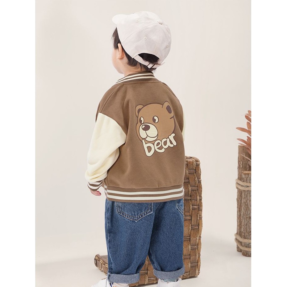 Áo khoác bomber nỉ loại đẹp GẤU BEAR thu đông cho bé 10-25kg Namkidshop