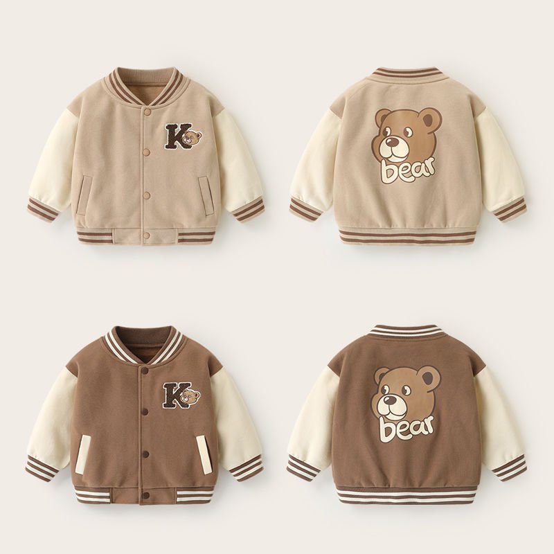 Áo khoác bomber nỉ loại đẹp GẤU BEAR thu đông cho bé 10-25kg Namkidshop