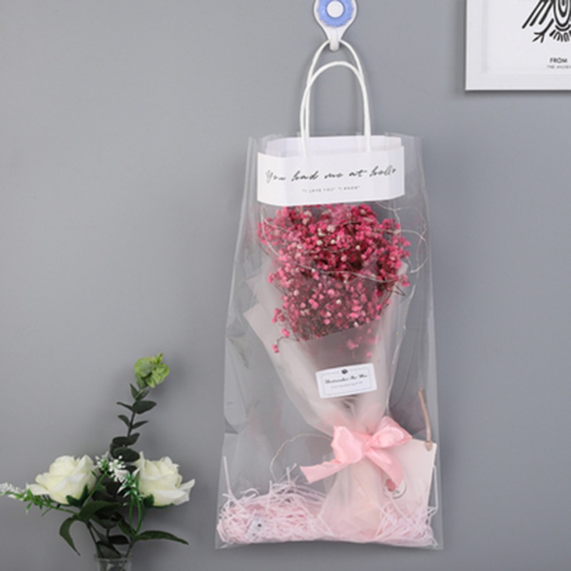Túi Kính Đựng Hoa Sáp, Hoa Len, Hoa Tươi, Quà Tặng Có Quai  nhiều kích thước chất liệu OPP dày dặn