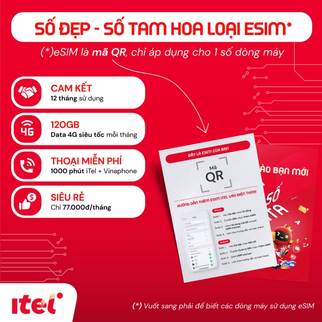 SIM iTel Tam hoa giữa 6/8/9 - cam kết gói MAY 24/tháng