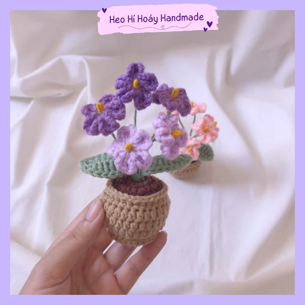 Chậu hoa len lưu ly mini by Heo Hí Hoáy