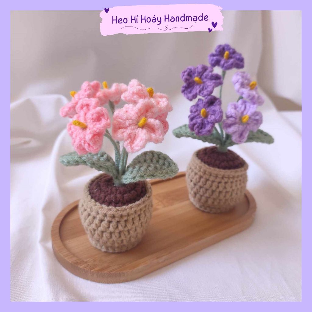 Chậu hoa len lưu ly mini by Heo Hí Hoáy