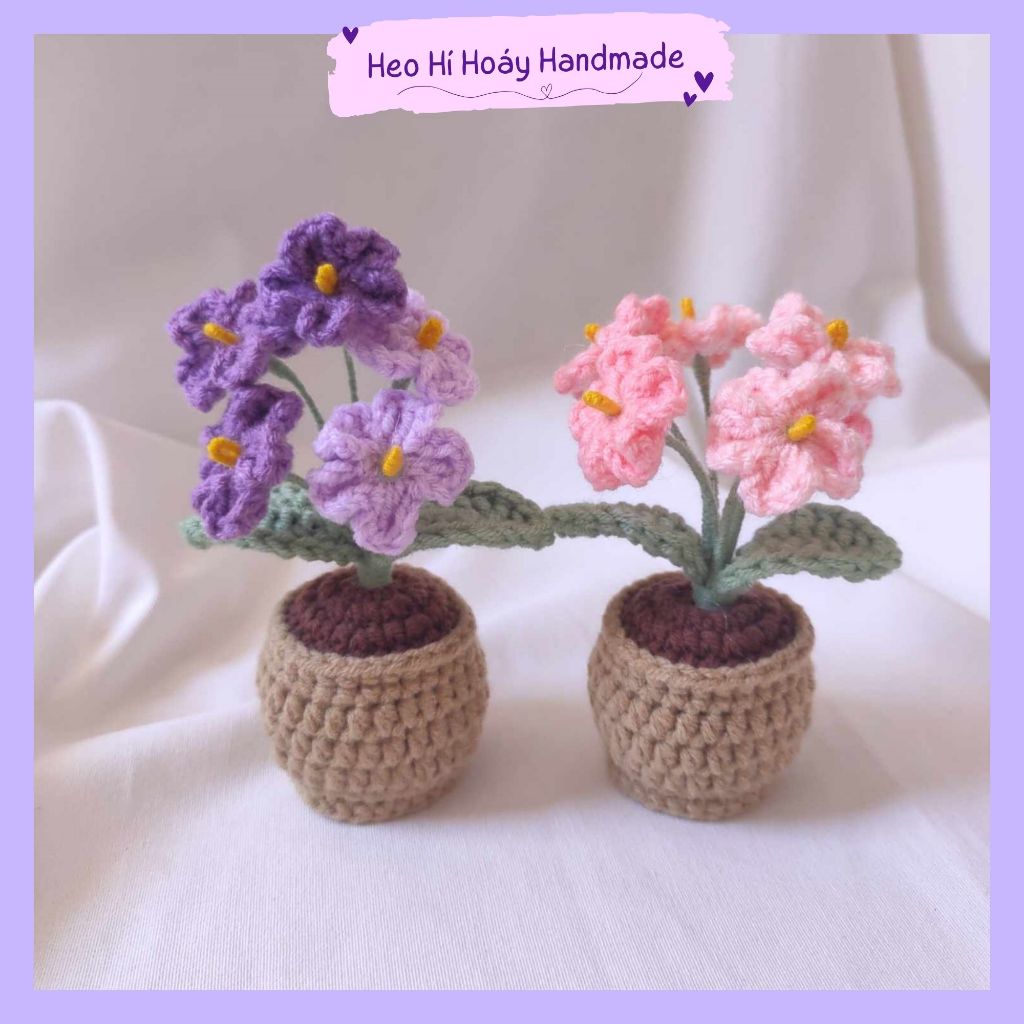 Chậu hoa len lưu ly mini by Heo Hí Hoáy