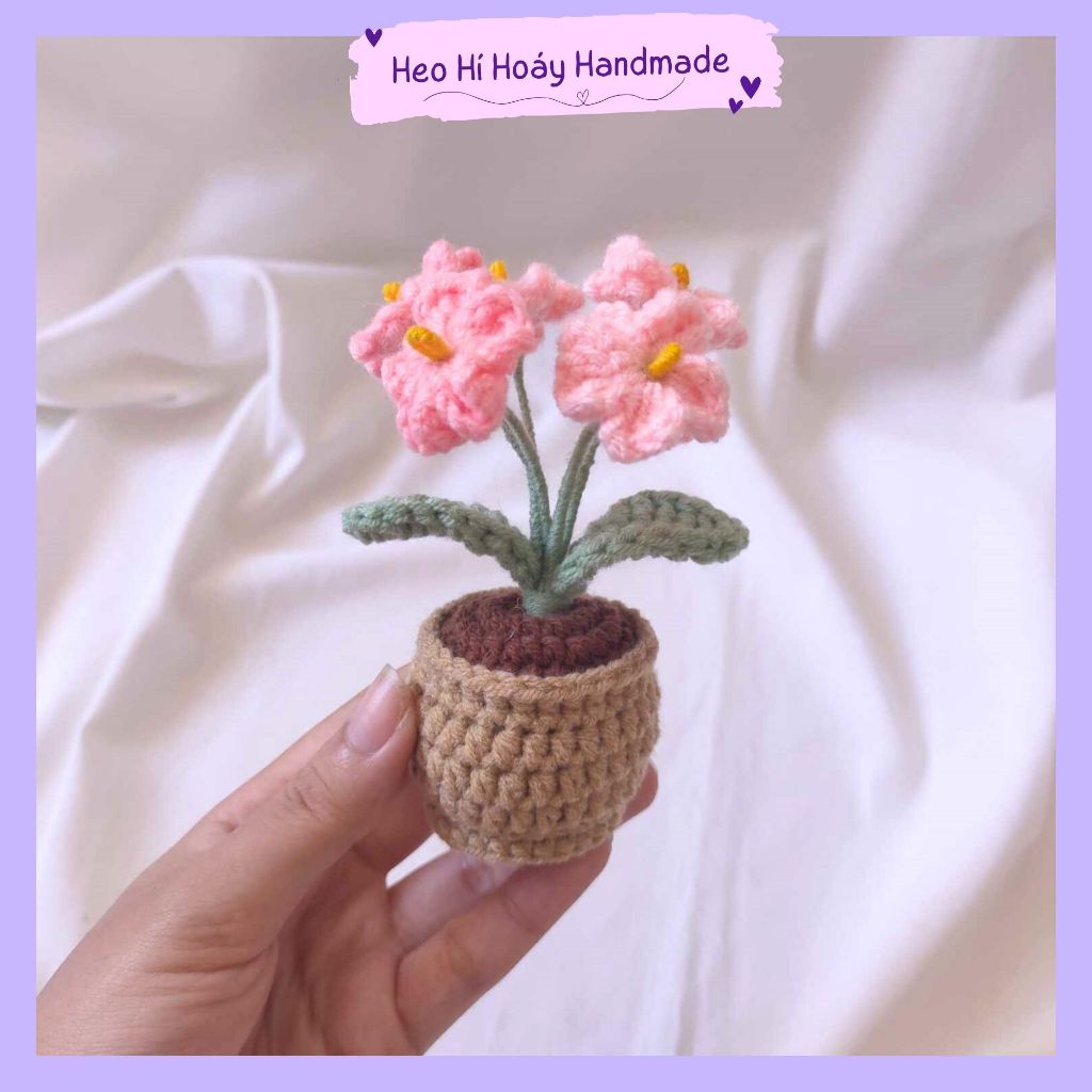 Chậu hoa len lưu ly mini by Heo Hí Hoáy