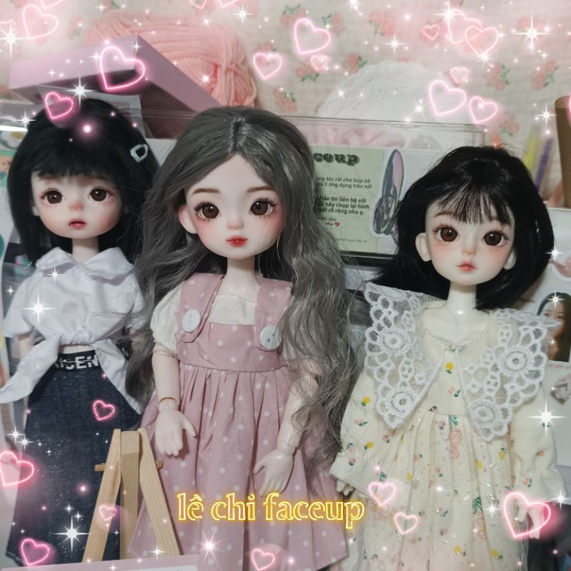 Búp bê trang điểm 30cm, faceup 1/6 doll, vẽ mặt theo yêu cầu BMJ. hàng thủ công bjd. lê chi faceup