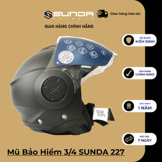 Mũ bảo hiểm SUNDA 227 mũ 3/4 size XL dành cho nam nữ size đầu trung bình hoặc hơi lớn - nhiều màu