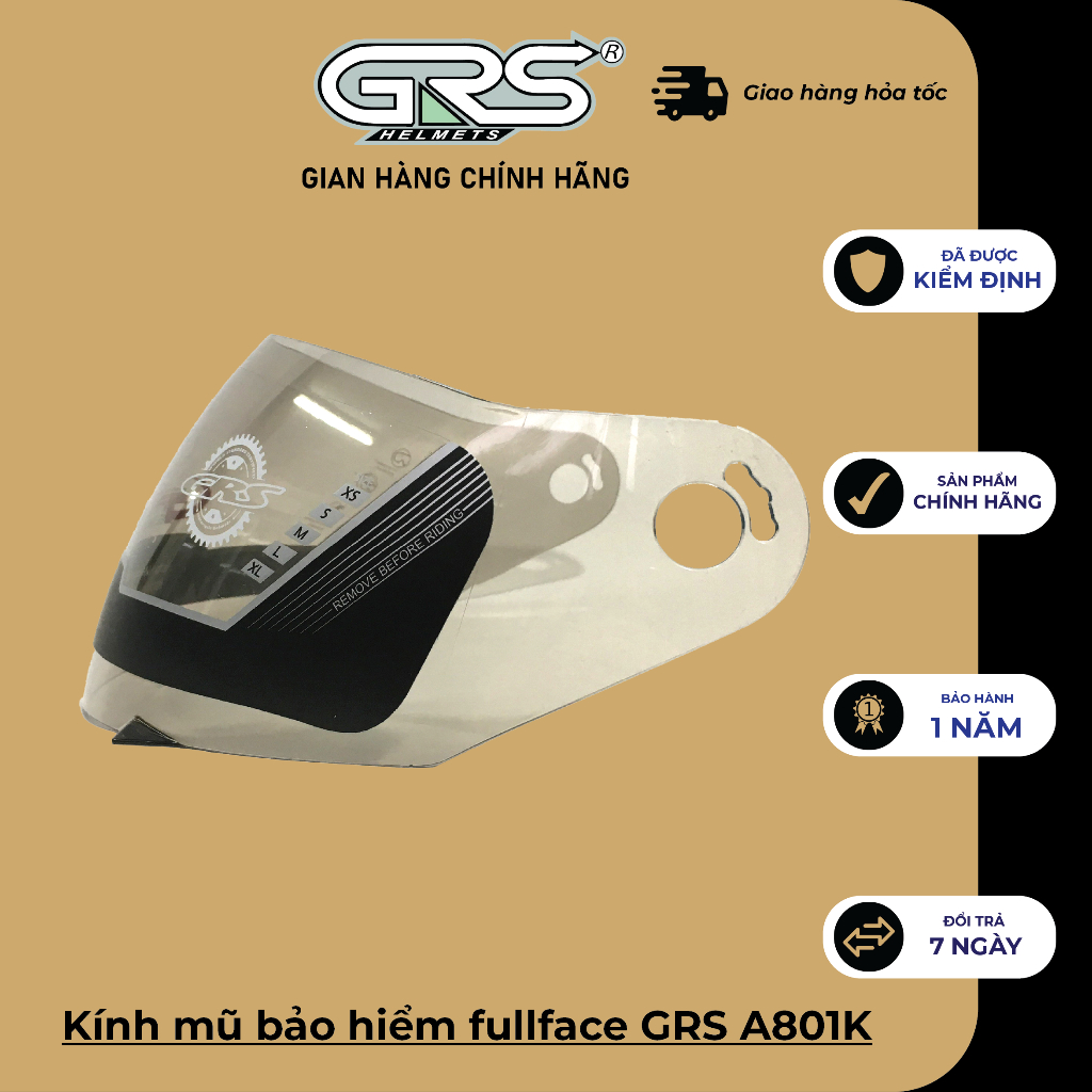 Kính mũ bảo hiểm fullface GRS A801K