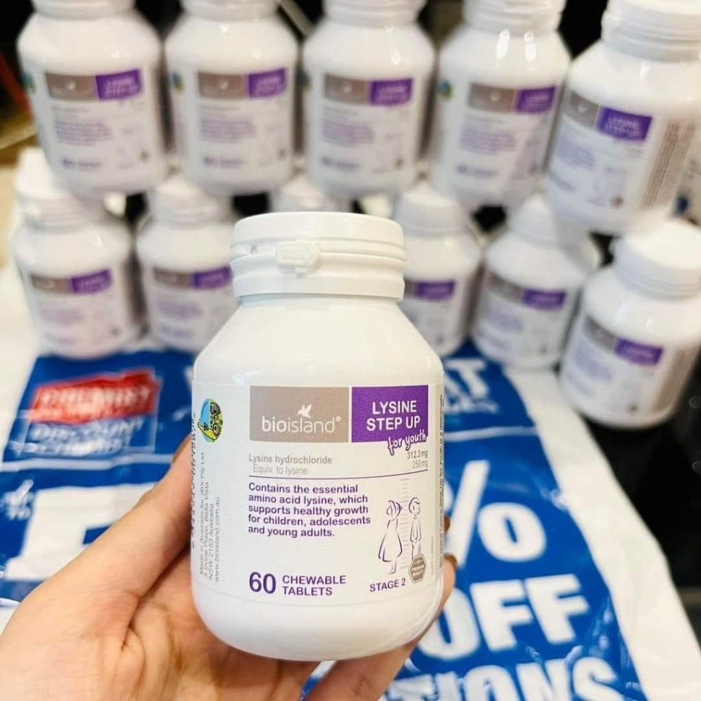 Lysine Bioisland của Úc, dạng viên hỗ trợ tăng chiều cao cho bé hộp 60 viên