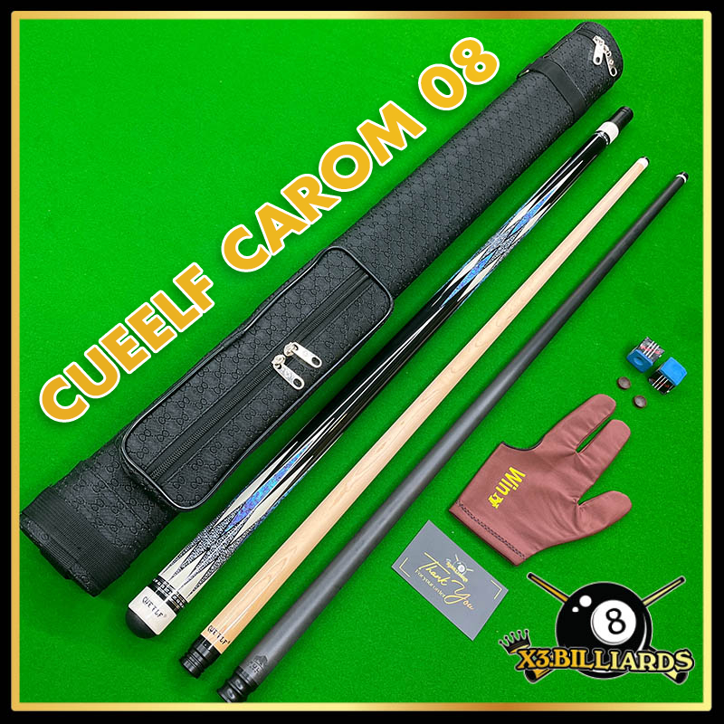 Cơ Bida CUEELF Carom 08 Ngọn Full Carbon RHINO (Pool Lỗ Libre 3C) Ren Radial Gậy Bi A 3 Băng Tặng Bao Da, Lơ FURY