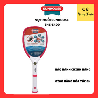 Vợt muỗi kết hợp đèn pin tháo rời sunhouse she-e400 màu hồng, bảo hành 12 tháng