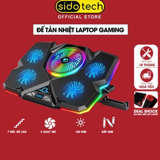 Đế tản nhiệt laptop SIDOTECH ICE COOLER 5 quạt lớn làm mát nhanh chống ồn đèn 12 chế độ LED gaming trang bị màn hình LCD