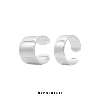 Khuyên tai bạc 925 - Khoen kẹp vành tai trơn bản lớn (giá 1 chiếc) - Nepherteti