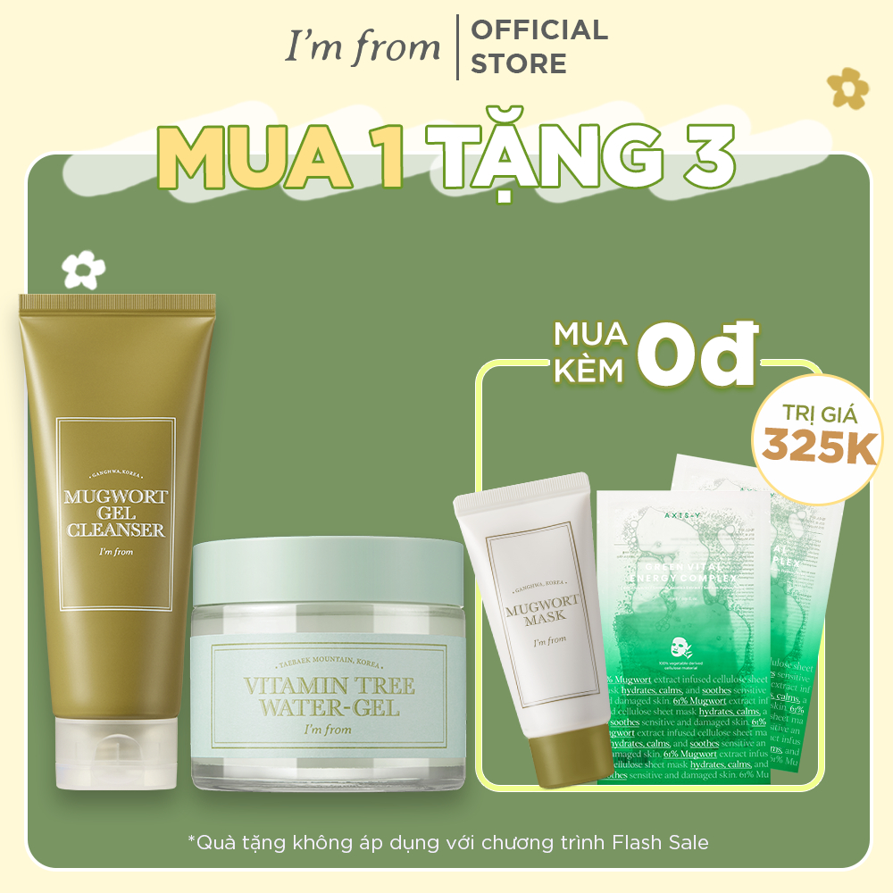 Combo I'm From Sữa rửa mặt Mugwort Gel Cleanser 150ml + Kem dưỡng dạng gel I'm From Vitamin Tree Water-gel 75g