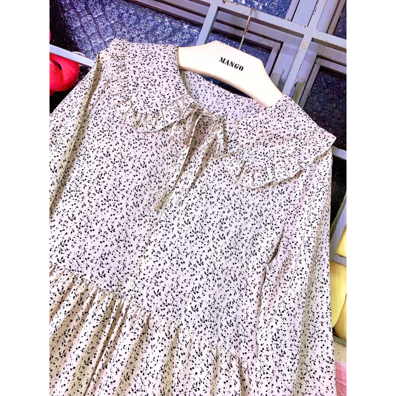 Thanh lý đầm hoạ tiết babydoll vôn lụa mêm có lót