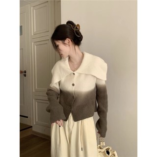 Áo len cổ bẻ thủy thủ loang màu áo len dài tay thu đông Inin Shop