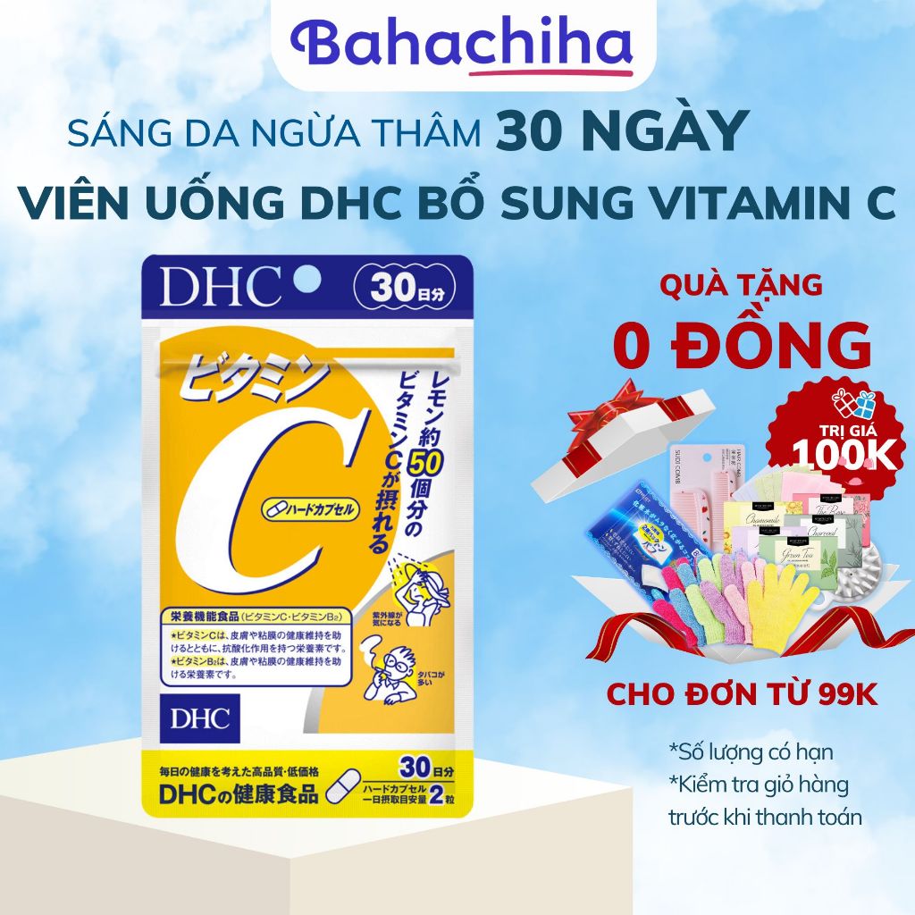 Viên uống DHC bổ sung Vitamin C tăng cường sức đề kháng Nhật Bản 60v/gói và 180v/gói - Bahachiha