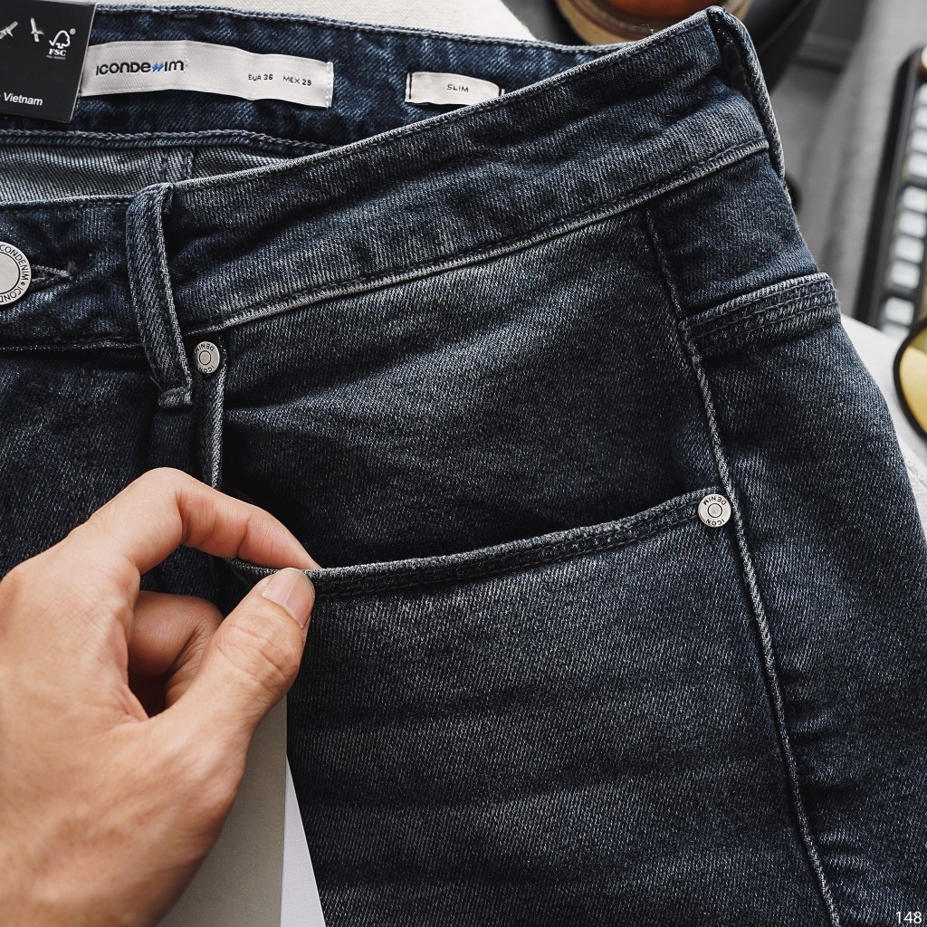 Quần short jean nam ICONDENIM túi hộp phong cách đường phố - QSID0148