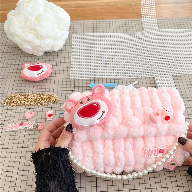 Túi đeo chéo túi handmade tự đan Thủ Công bear dâu Dễ Thương tự làm thủ công Quà cho bạn gái