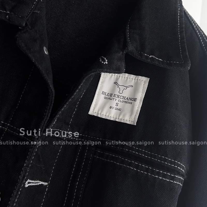 Áo JACKET JEAN AMERI màu đen Form Rộng Unisex,Áo khoác bò unisex cực cá tính MS31