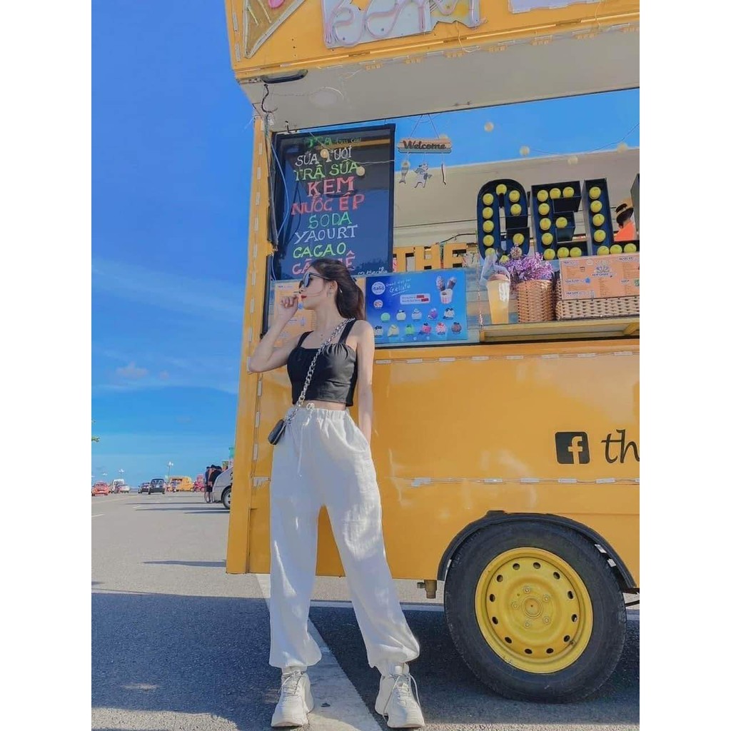 Quần jogger nữ bo gấu chất đũi, quần bom vải mềm mát UNISEX | BigBuy360 - bigbuy360.vn