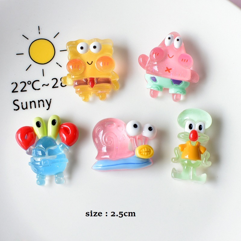 Sticker gắn dép, charm Spongebob Bọt biển tinh nghịch nhựa trong suốt