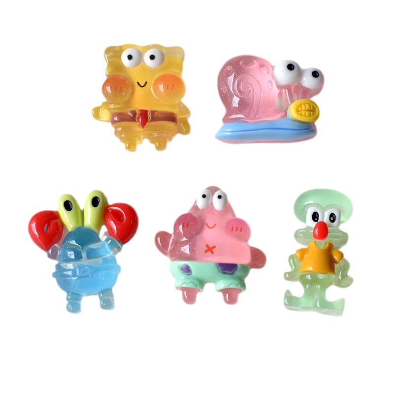 Sticker gắn dép, charm Spongebob Bọt biển tinh nghịch nhựa trong suốt