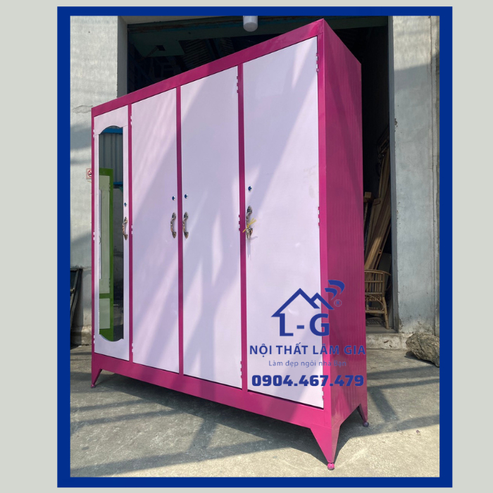 Tủ sắt sơn dầu áo quần 4 cánh cỡ lớn 1m6x1m8