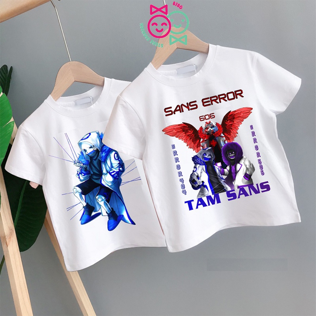 [ Bibo Store Fashion ] Áo Thun Cho Bé In Hình San Error 404 Error 505 Error 606 màu trắng cực hot
