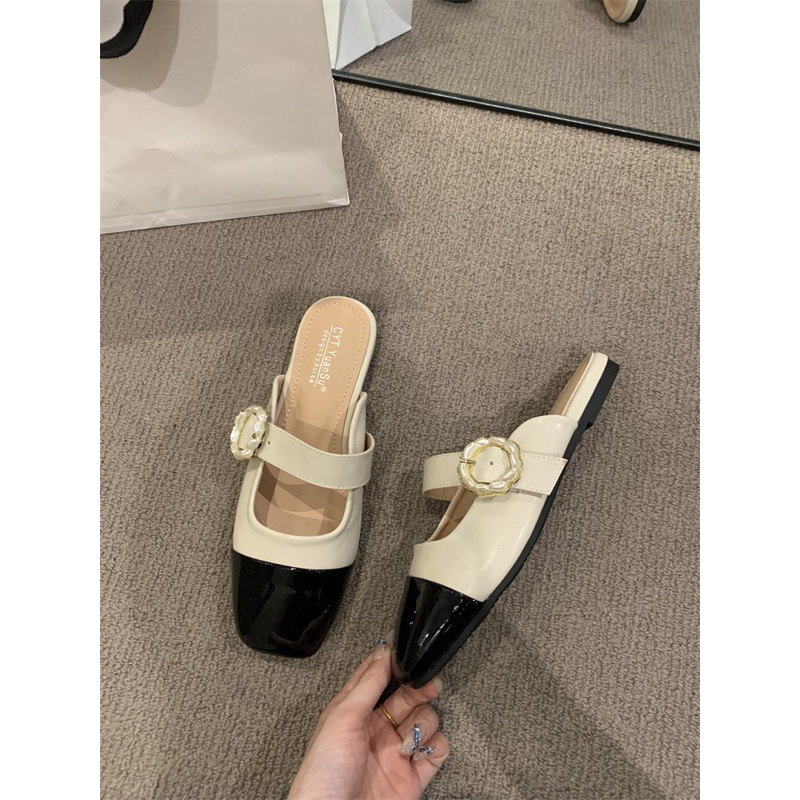 Giày búp bê kiểu bệt hoạ tiết thời trang