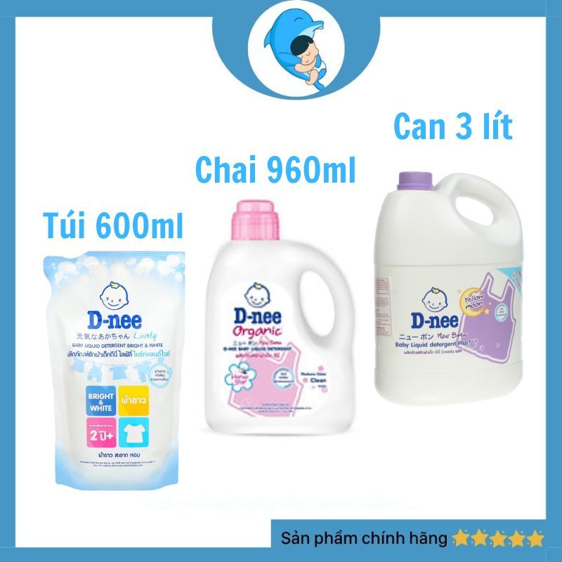 Nước giặt xả quần áo Dnee thơm mềm dịu nhẹ cho bé 600ml/960ml/3000ml chính hãng