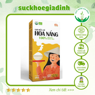 Gạo hữu cơ hoa nắng vàng lúa chín hộp 2kg