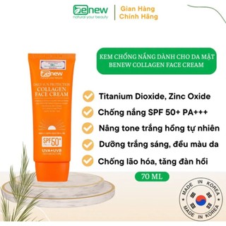 Kem chống nắng dành cho da mặt Benew Collagen Chống lão hóa, Kiềm dầu, không bết dính lem trôi 70ml