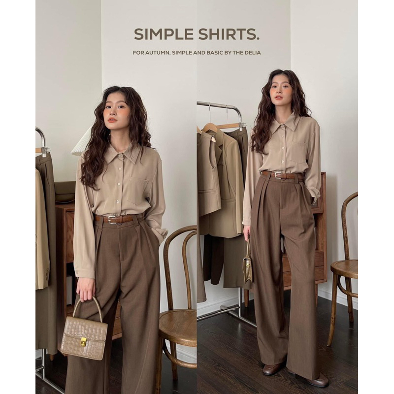 609 ÁO SƠ MI DÀI TAY CỔ ĐỨC TÚI BÊN