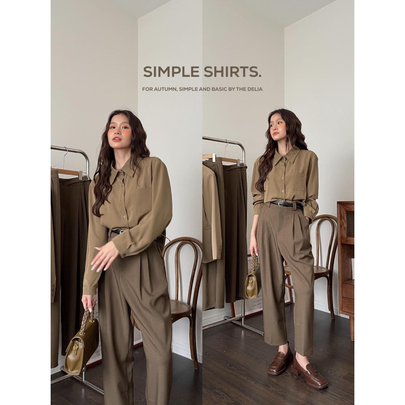 609 ÁO SƠ MI DÀI TAY CỔ ĐỨC TÚI BÊN