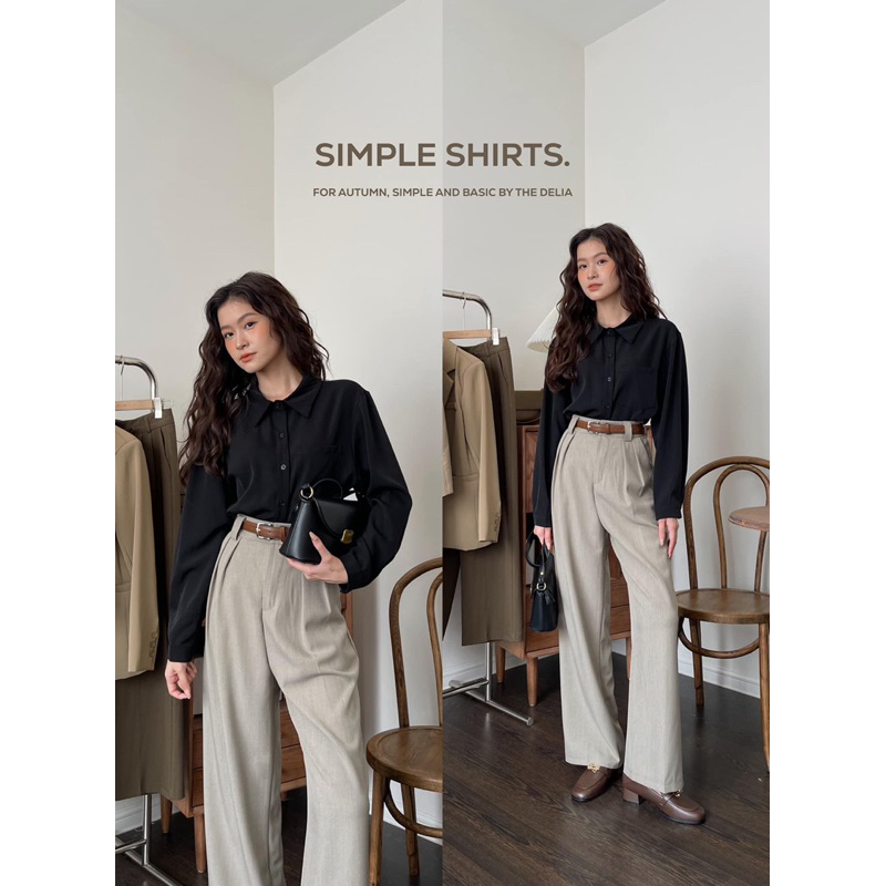 609 ÁO SƠ MI DÀI TAY CỔ ĐỨC TÚI BÊN