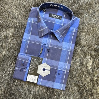 OWEN - Áo sơ mi dài tay Owen Regular fit kẻ ca rô XANH NAVY chất cafe 220930