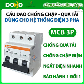 Cầu dao tự động 3 pha 220v - 380v mcb 3p dobo korea siêu nhạy