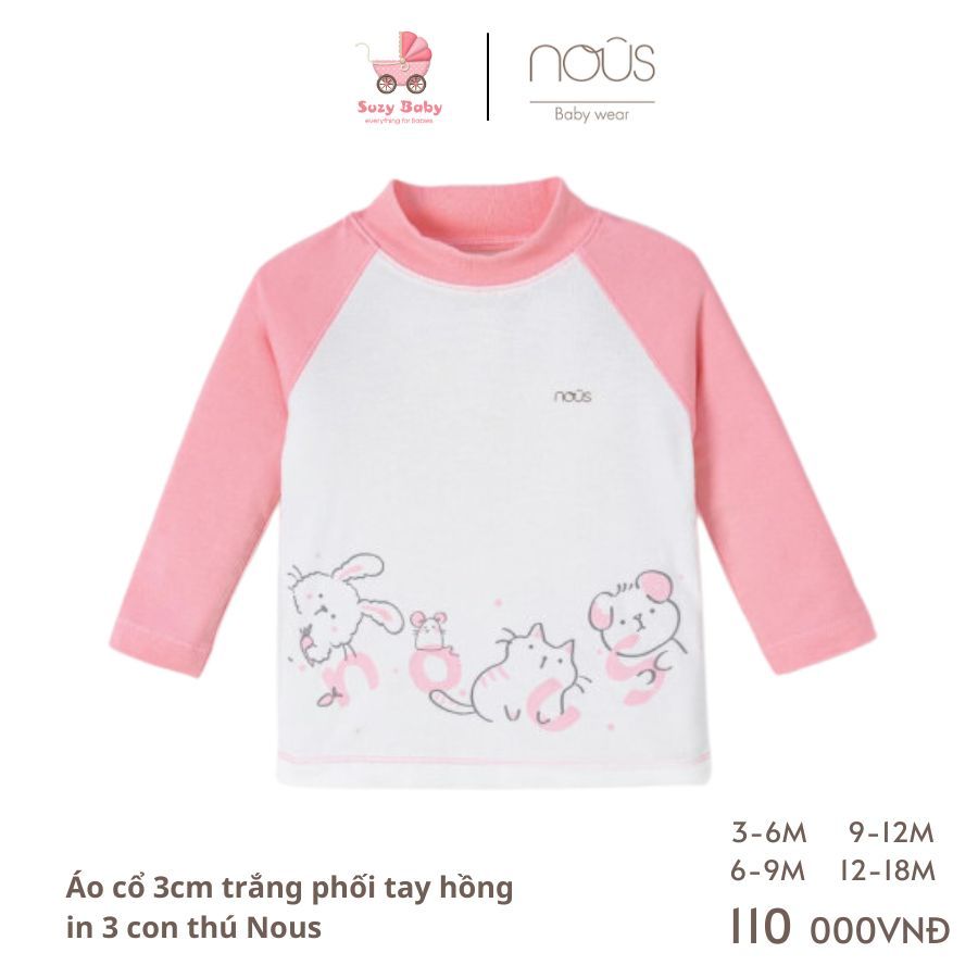 Áo cổ 3cm Nous cho bé 3M 6M 9M 12M chất petit mềm mịn cho bé
