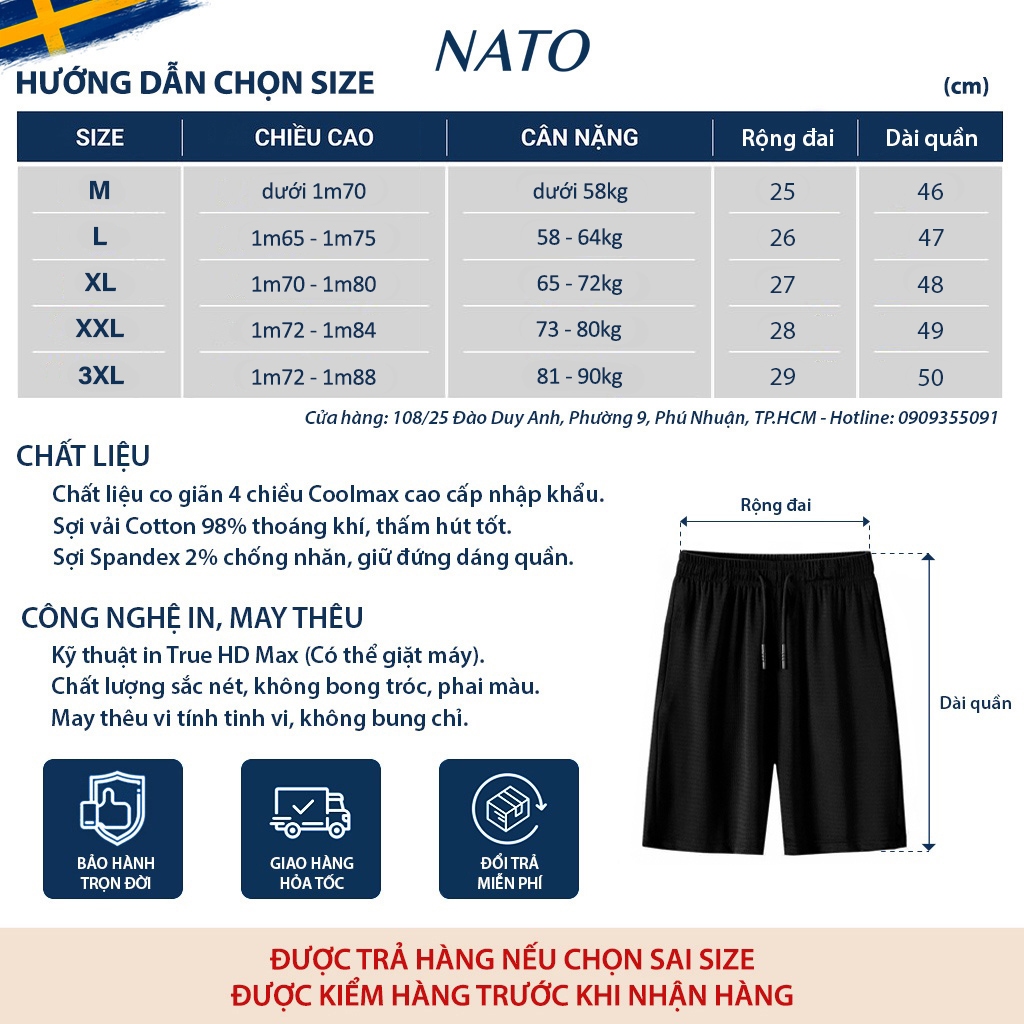 Quần SHORT Thể Thao Nam Vải Cotton Thun Lạnh Gió Có Túi Xịn Trơn Basic Màu Đen Có Lỗ Dây Co Giãn Đẹp Ngắn Đùi NATO