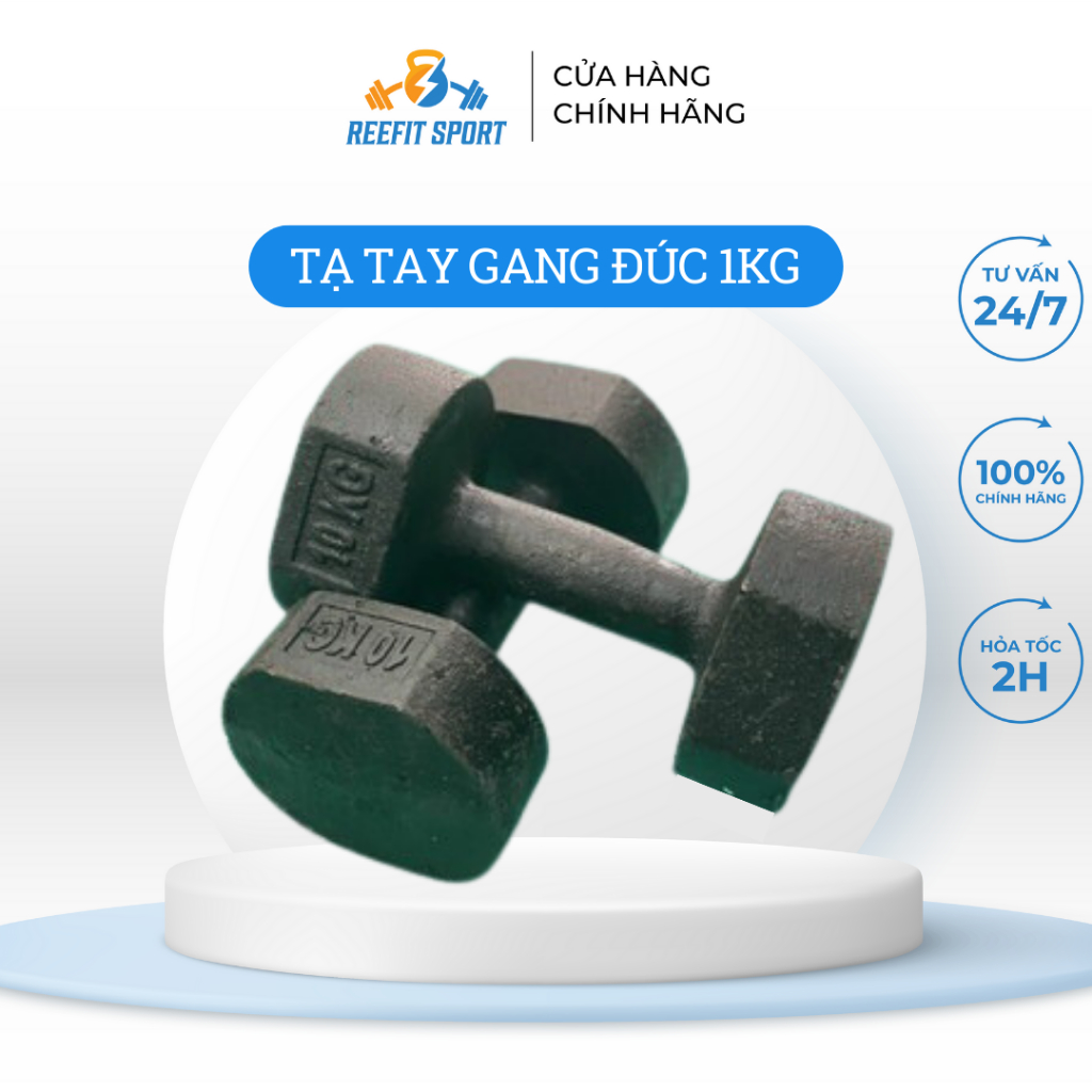 Tạ tay gang đúc nguyên khối Reefit Sport 1kg