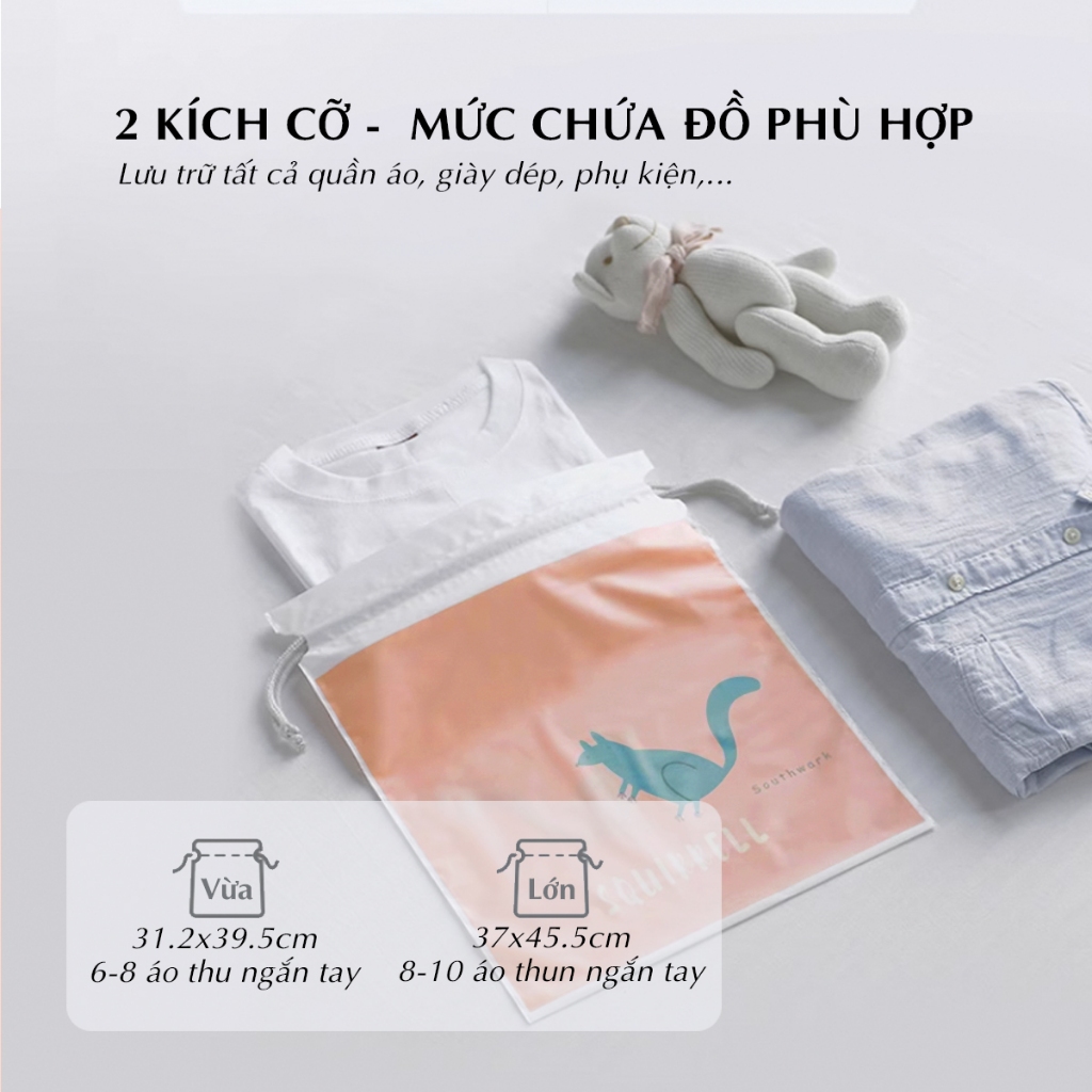 Túi dây rút chống thấm pastel cao cấp siêu dày đựng quần áo, giày dép 370 -Ha Song