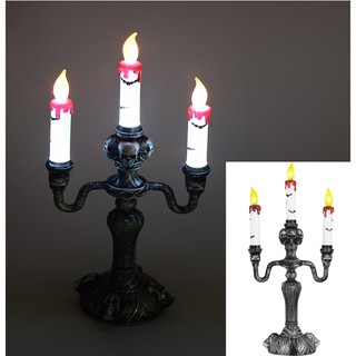 Nến điện tử 3 cây hình đầu lâu trang trí bàn tiệc Halloween cao 40cm phong cách cổ điển