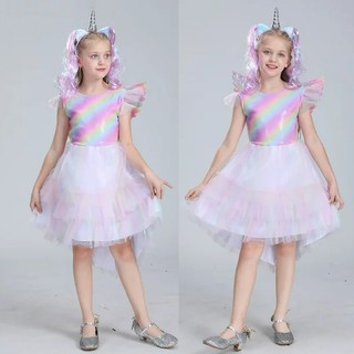 Bộ váy hóa trang Ngựa Pony cầu vồng có cánh cho bé chơi Trung thu, Halloween từ 3-12 tuổi