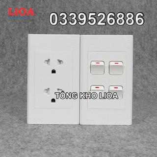 Combo ổ cắm điện đôi 3 chấu LiOA 16A 3520W + 4 công tắc điện - Lắp nổi