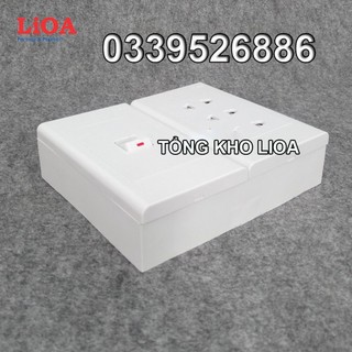 Combo ổ cắm điện ba 2 chấu LiOA 16A 3520W + 1 công tắc điện - Lắp nổi