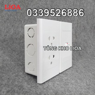 Combo ổ cắm điện đôi 3 chấu LiOA 16A 3520W + 1 công tắc điện - Lắp âm tường