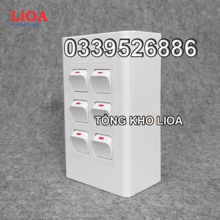 Combo 6 công tắc điện 1 chiều + mặt lỗ vuông LiOA - Lắp nổi