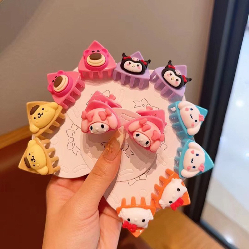 Set 2 kẹp càng cua mini kẹp tóc mái dễ thương hình Kuromi Gấu dâu Cinnamoroll