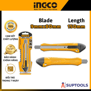 Dao rọc giấy mini lưỡi nhỏ 150mm ingco hkns18068 khóa tự động kích thước lưỡi 9mmx80mm nút ấn phẳng